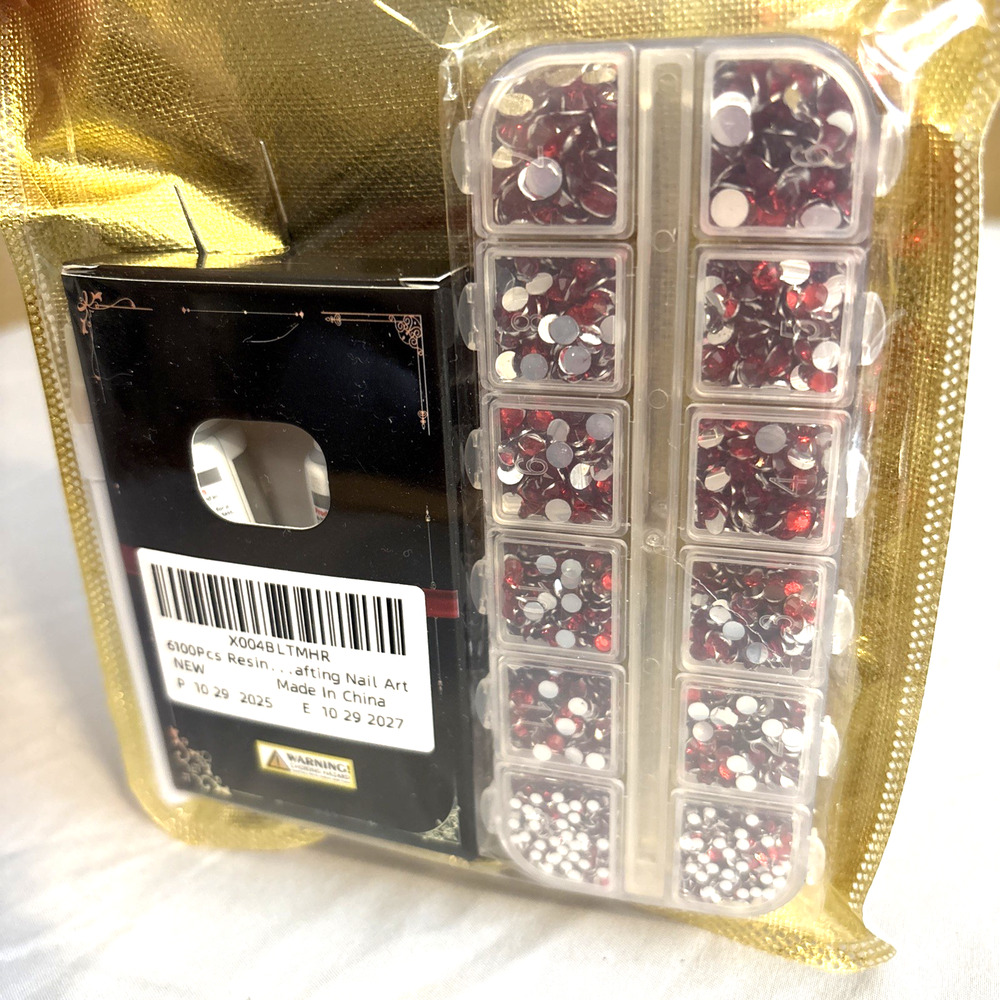 6100Pcs Resin Rhinestones B7000 Glue Crafting Nail Art, Red FlatBack Gems